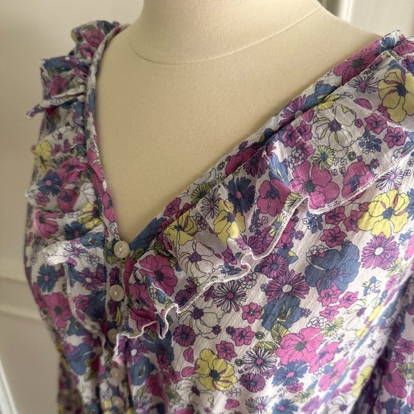 Spring Mod Cloth Ruffling For Flowers Midi Dress, Size 14 - Picture 5 of 15